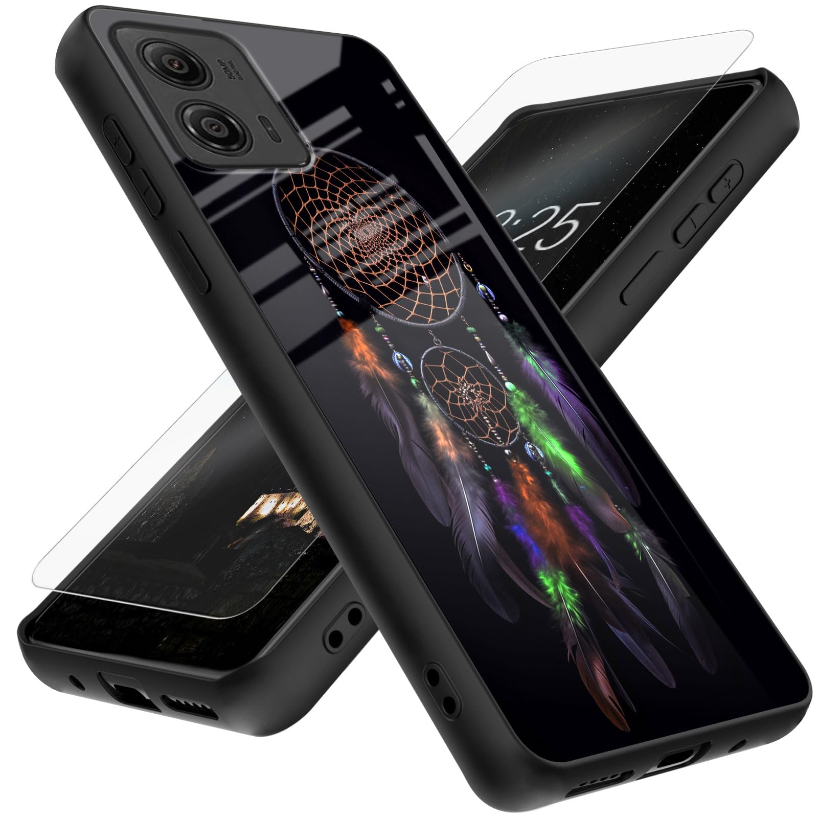 Qindaiwen Designed for Moto G Stylus 5G 2024 Case with Screen Protector, Shockproof Anti-Scratch Drop Tempered Glass Back Protection Case for Motorola