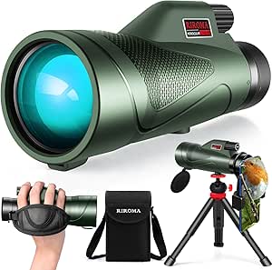 12x60 HD Monocular Telescope with Smartphone Adapter, Tripod & Portable Bag, Night Vision for Outdoor Activities
