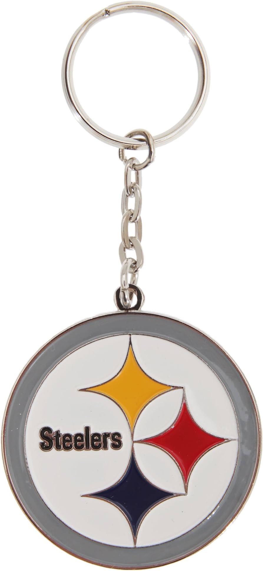NFL Pittsburgh SteelersOfficial Metal Crest Keyring (One Size) (Silver/White)