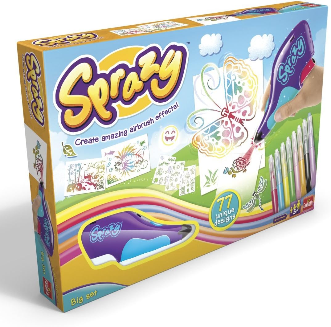 Goliath 35204 Sprazy Big Set, Airbrush Set mit Schablonen und Stiften