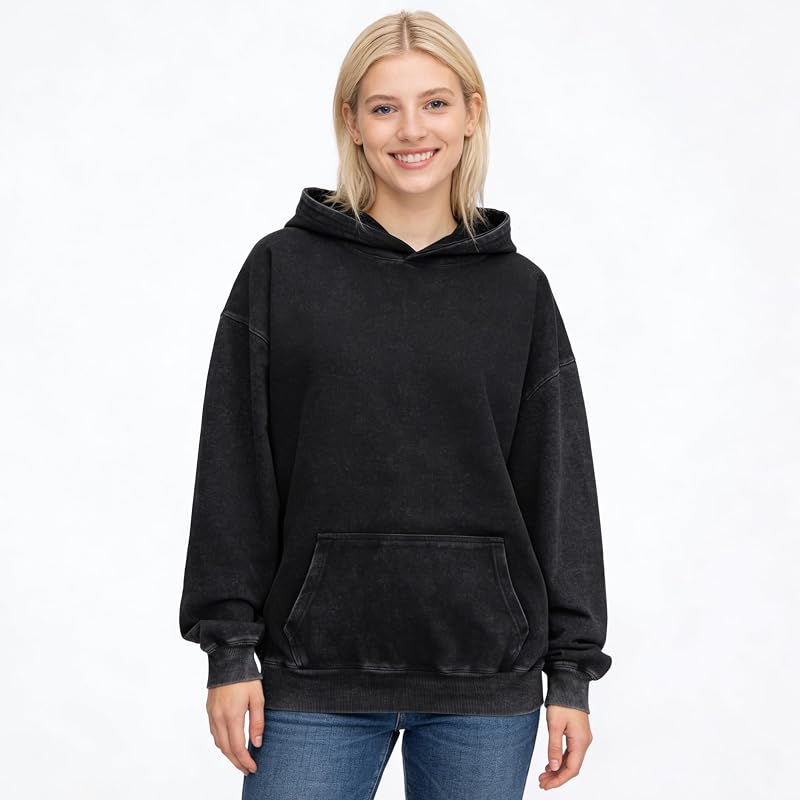 Icibgds Vintage Acid Wash Oversized Hoodie Blank Sweatshirt for Women Men image 2
