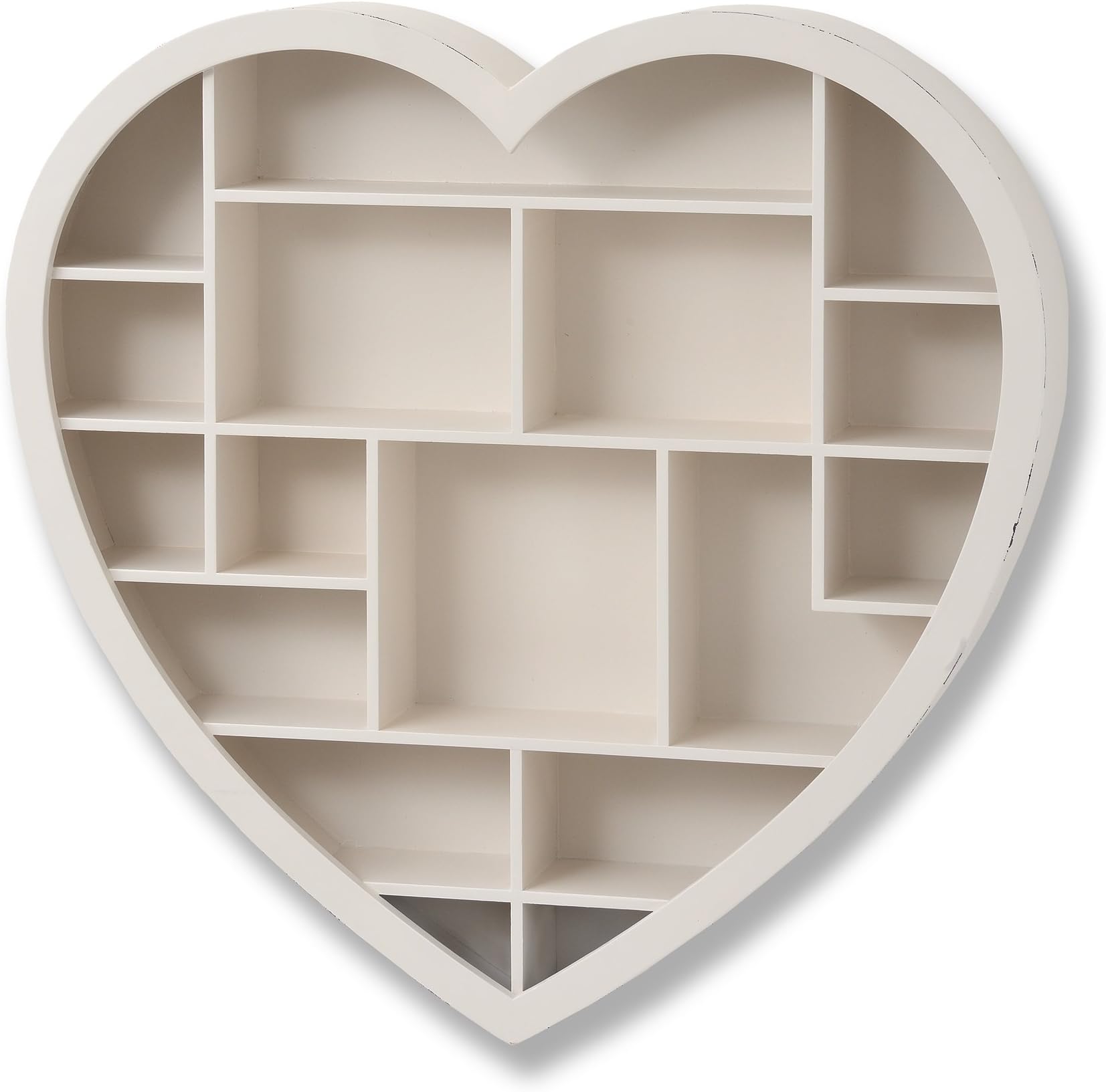 Large Heart Shaped Multi-Display Cream Wooden Shelf Shelving Unit