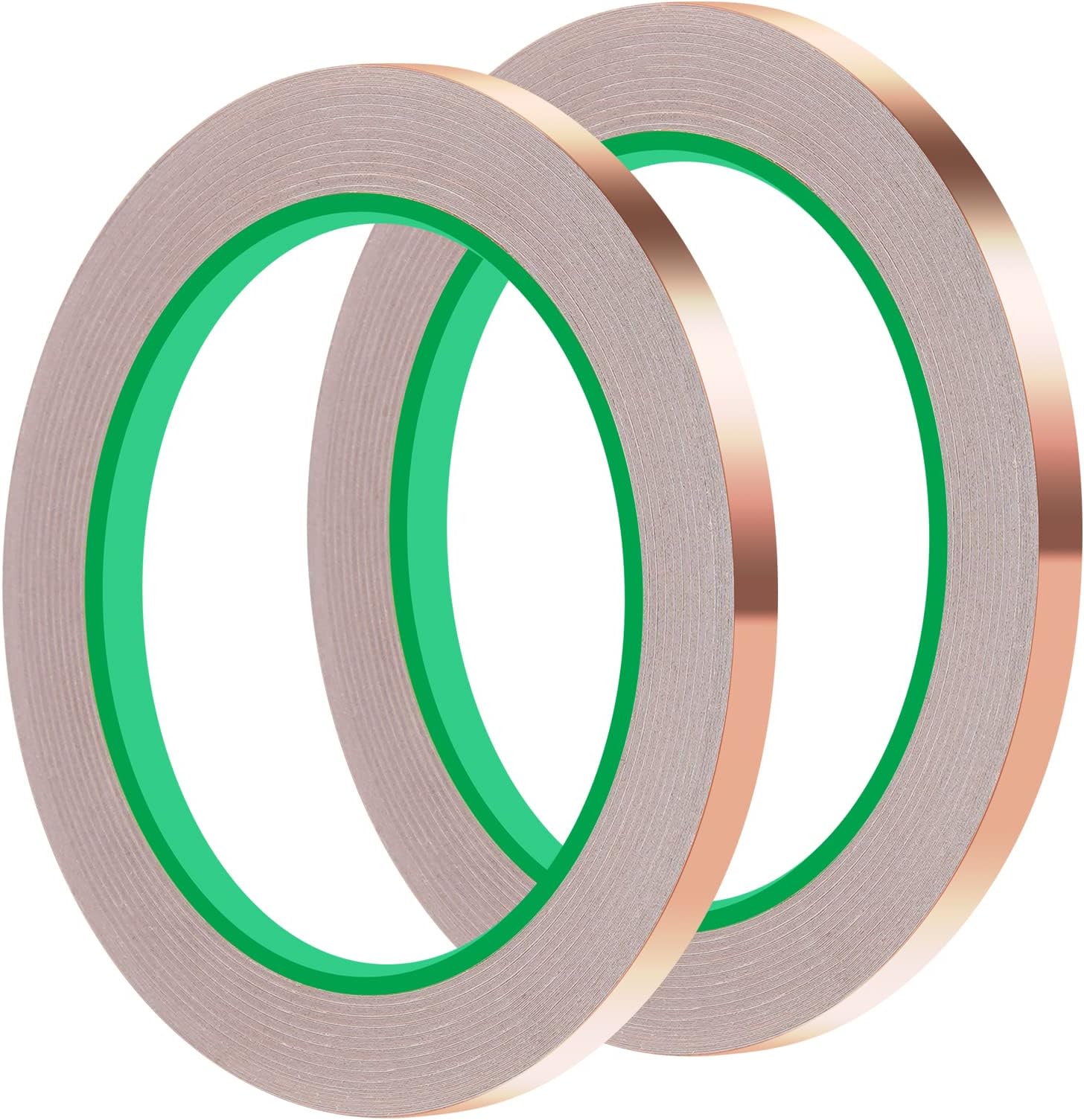 tifanso 2PCS Copper Tape with Dual Side Conductive Copper Foil Tape Strong Coneducive Adhesive for Stained Glass, EMI Shielding, Electrical Repairs (1/4inch)（2pcs）