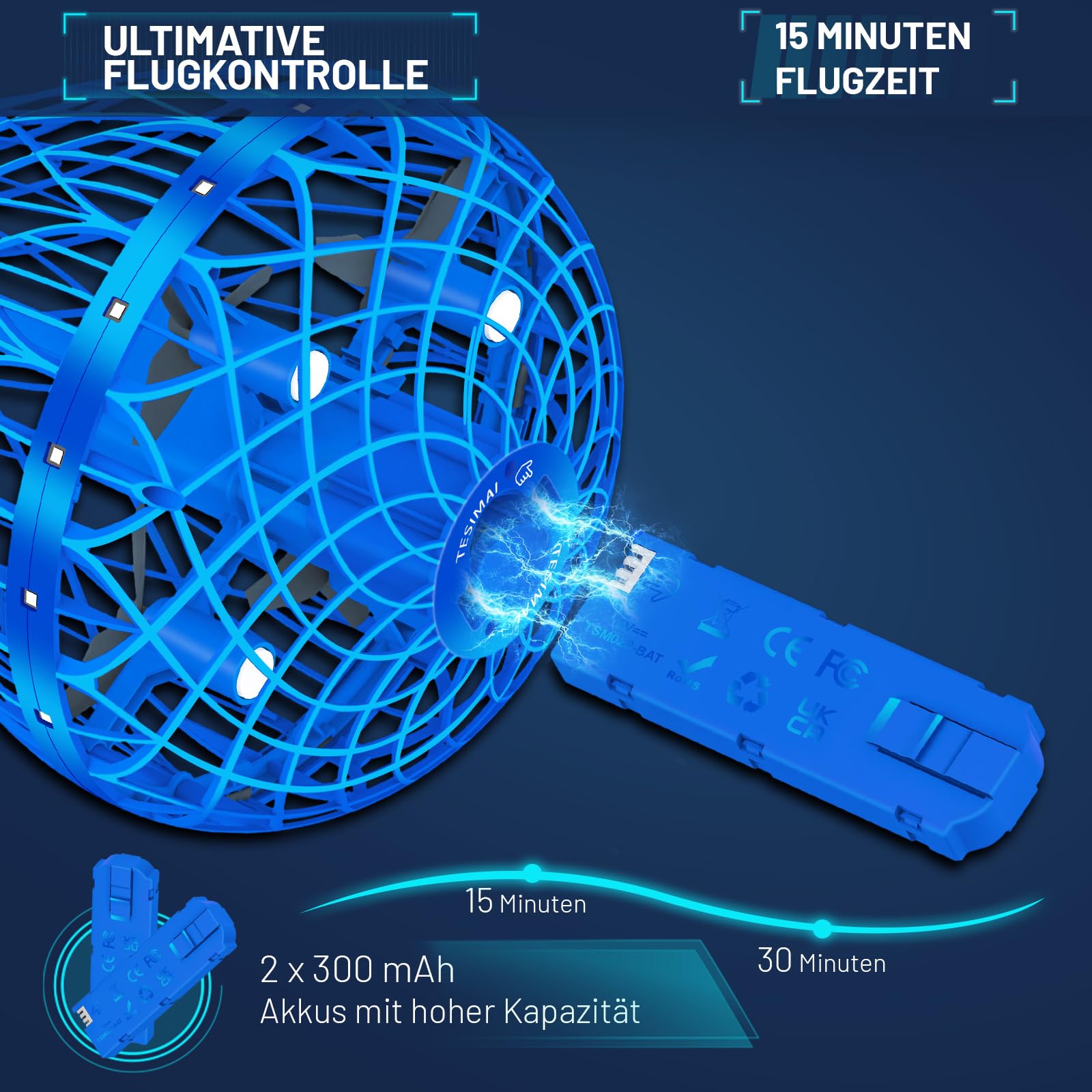 Juguete de bola voladora, mini dron de 360 ° controlado a mano para niños a partir de 6 a 12 años, Droleapfly Magic Hover Ball con modo de saltar, avión drone regalos para niños y niñas