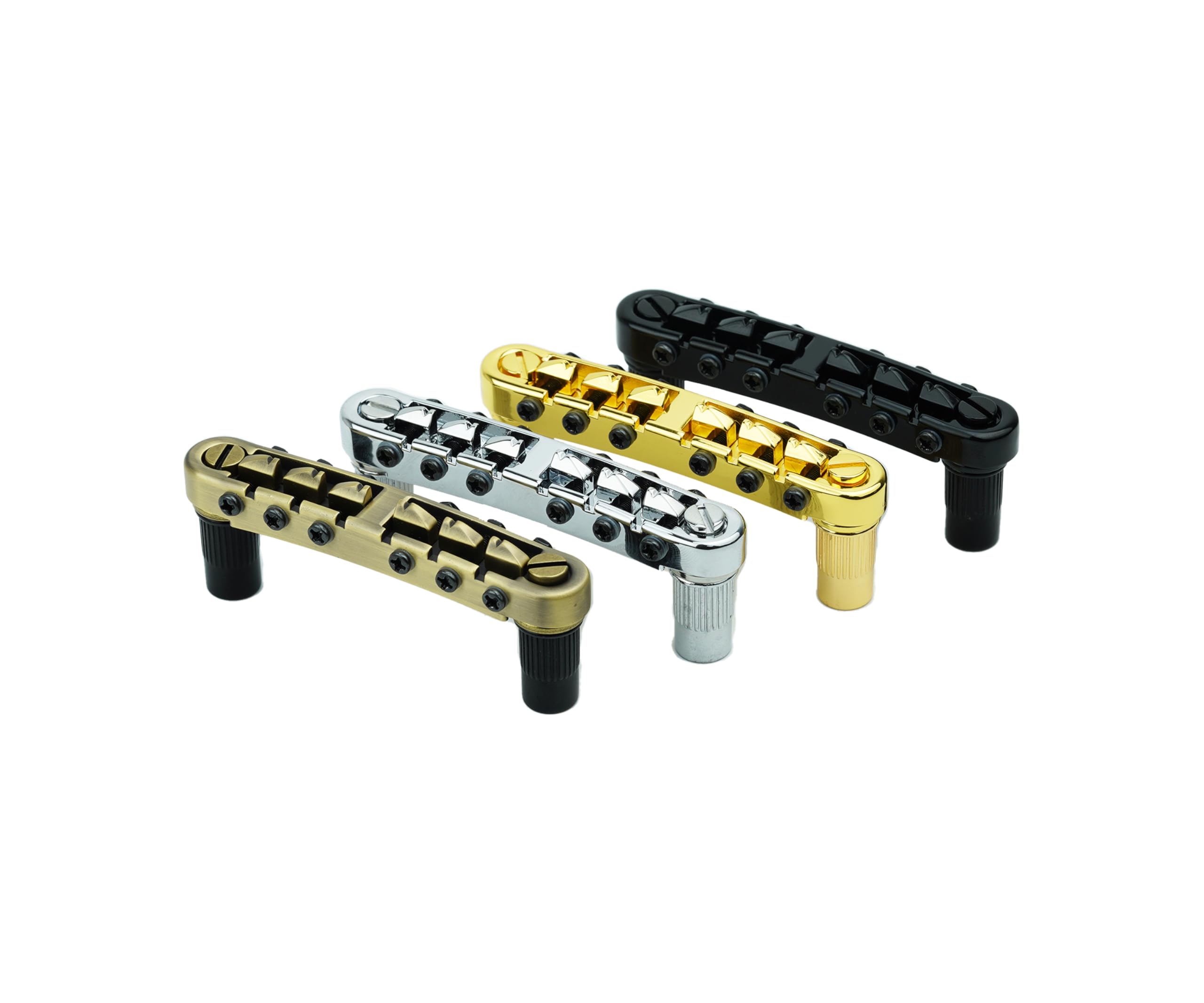 Guyker Guitar Tune O Matic Bridge mit Nieten für 6-saitige E-Gitarre (GM001, Messing)