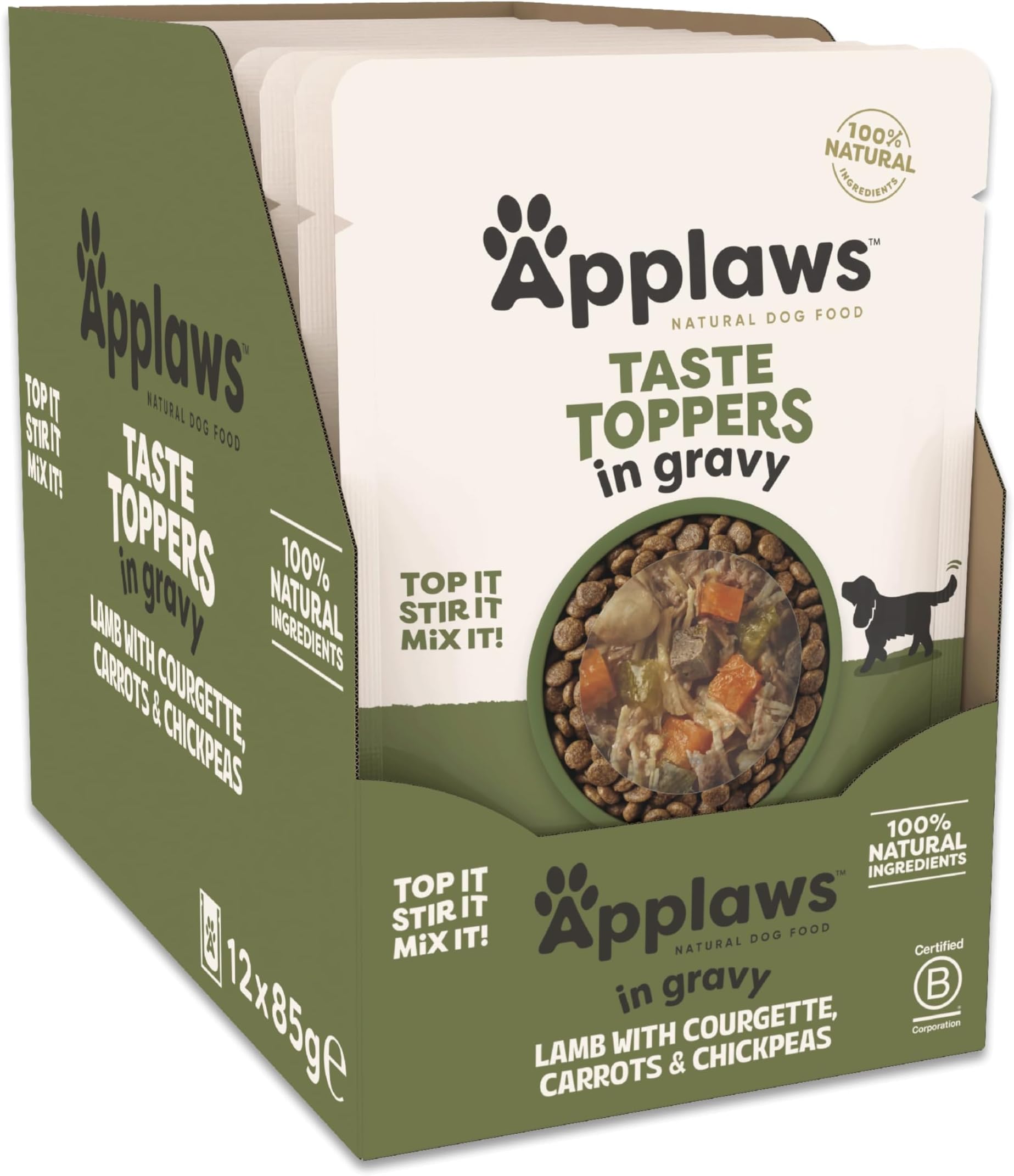 Natural Wet Dog Food Pouch, Grain Free Lamb with Vegetables in Gravy 12 x 85g Pouches
