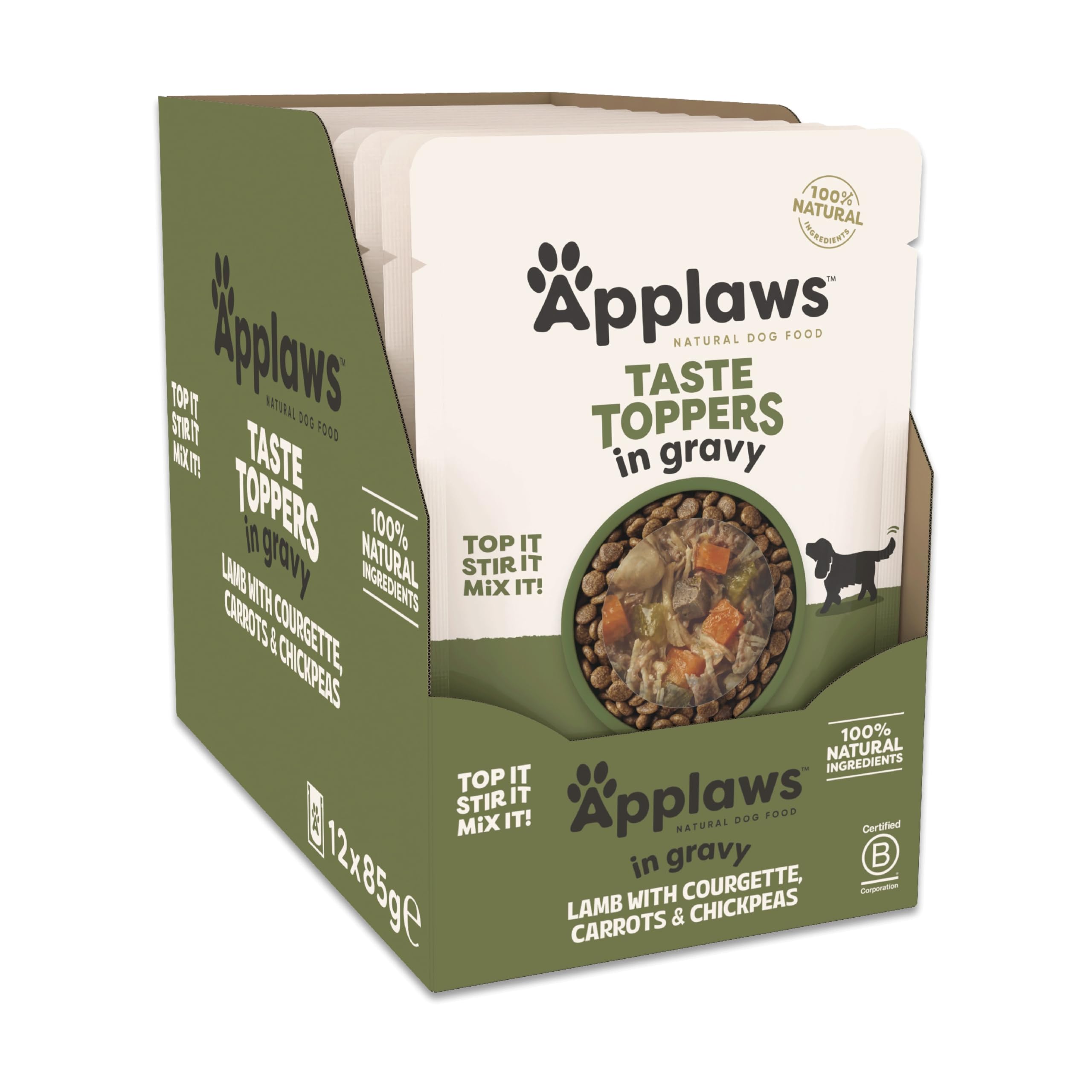 Applaws Natural Wet Dog Food Pouch, Grain Free Lamb with Vegetables in Gravy 12 x 85g Pouches