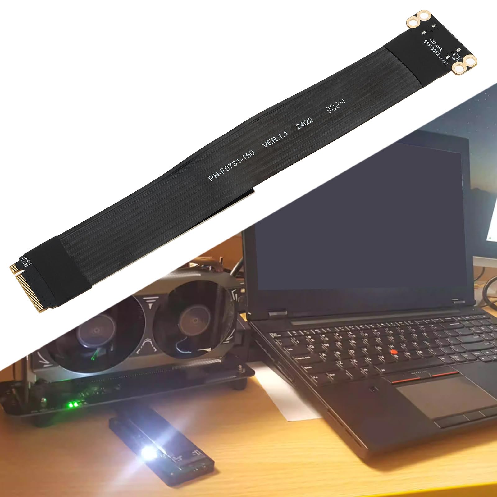 Cavo di Prolunga per Laptop NGFF PCI-E4.0 M.2 M-Key A Oculink SFF-8612 SFF-8611 da 15 Cm per NVME U.2 SSD Egpu