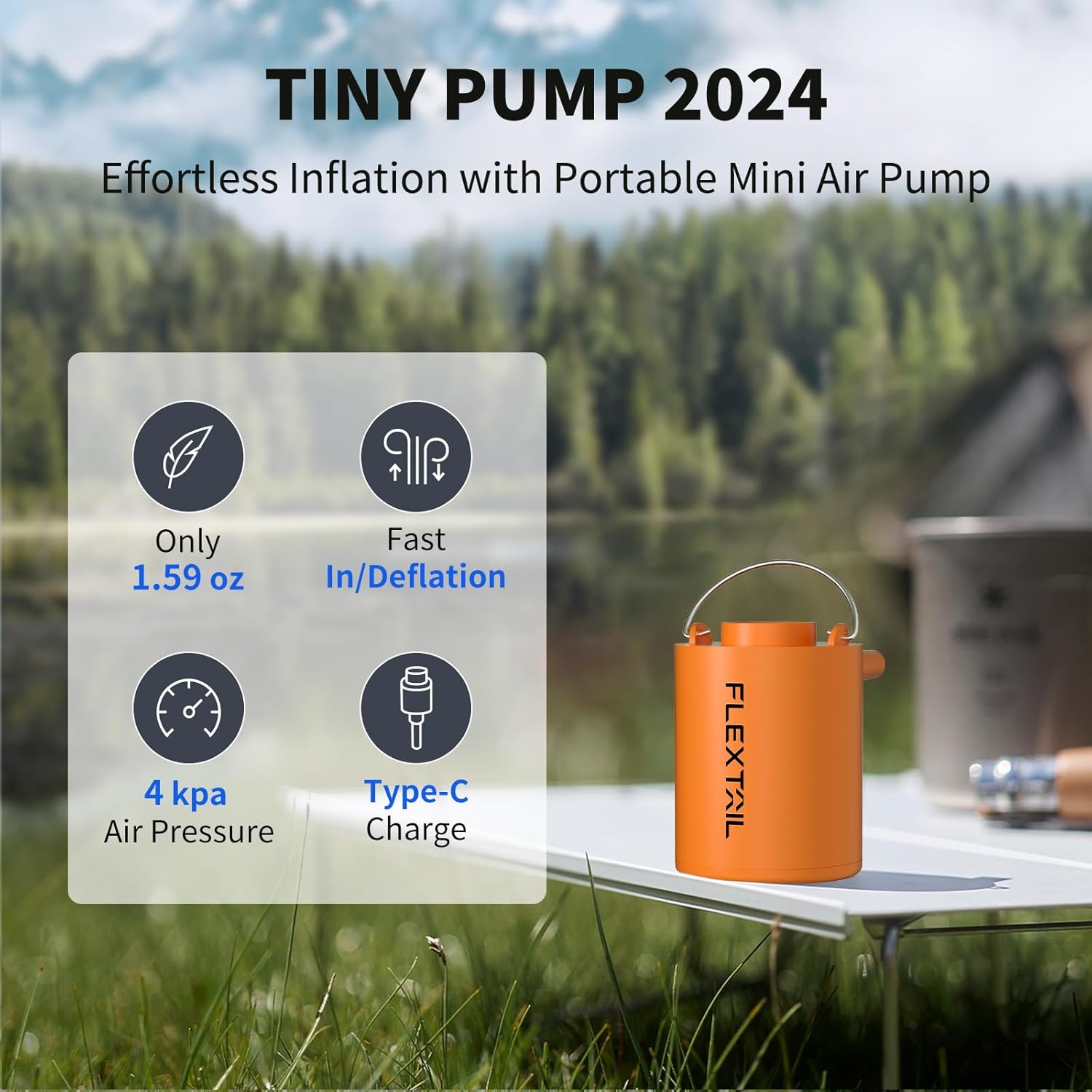 FLEXTAILGEAR Tiny and Portable Air Pump Ultra-Mini Pump & FLEXTAILGEAR Portable Air Pump for Inflatables
