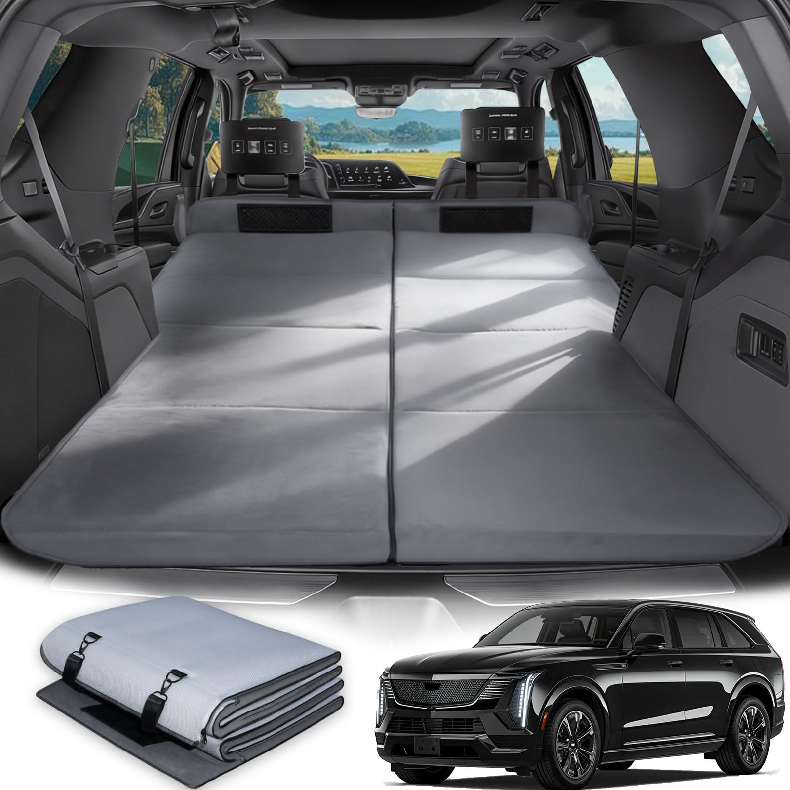 Car Bed for Cadillac Escalade, Foldable Non-Inflatable Soft Foam Camping Mattress, Thickened Portable SUV Trunk Sleeping Pad, Air Mattress Upgrade for Camping &amp; Travel Essentials, Outdoor Bed