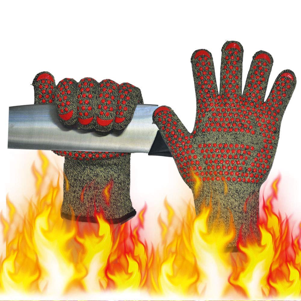 Ecbrt BBQ Gloves, 932°F/ 500? Heat Resistant Kitchen Oven Mitts Gloves