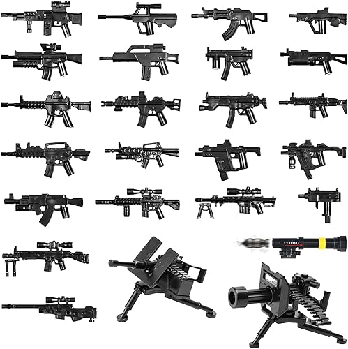 Miniatura 50 de Juego de 63 piezas de armas militares, accesorios de fuerzas especiales del Reino Unido, juguetes de armas, equipo militar, bloques de batalla