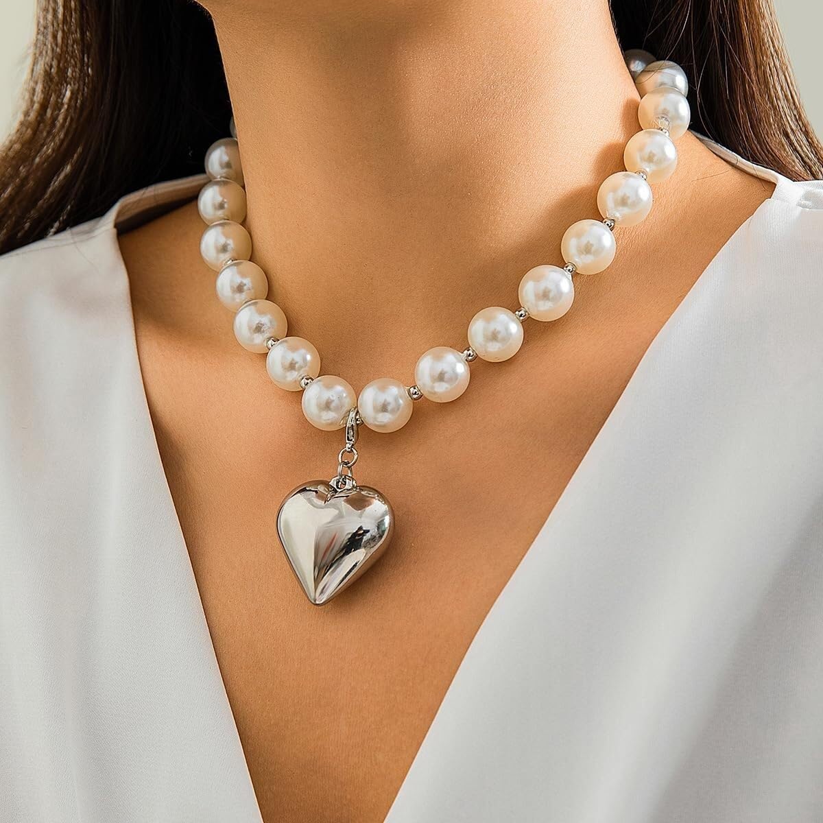 Collana di Perle Accessori di Abbigliamento Collana A Cuore Da Donna Collana A Cuore Collana Girocollo Con Perline Di Perle Accessori For Gioielli Gioielli per le Donne