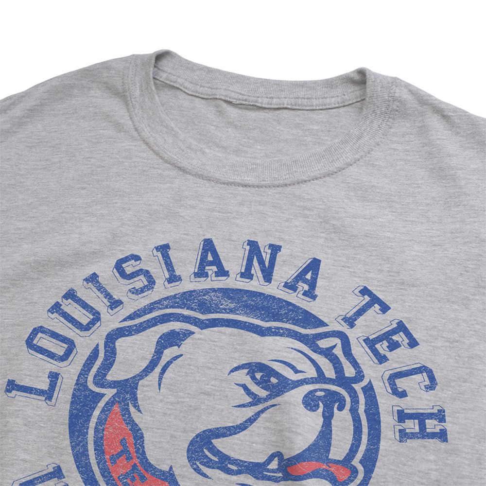 Louisiana Tech University Bulldogs Classic Retro Stamp Logo Official NCAA Classic Ring-Spun T-Shirt Unisex for Men & Women, Athletic Heather, 2X-Large