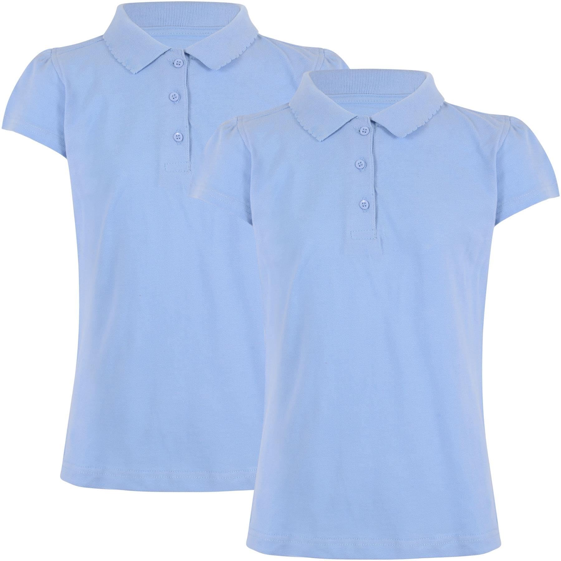 A2Z 4 Kids Plain - Girls Polo Shirt Sky Blue 2 Pack 9-10