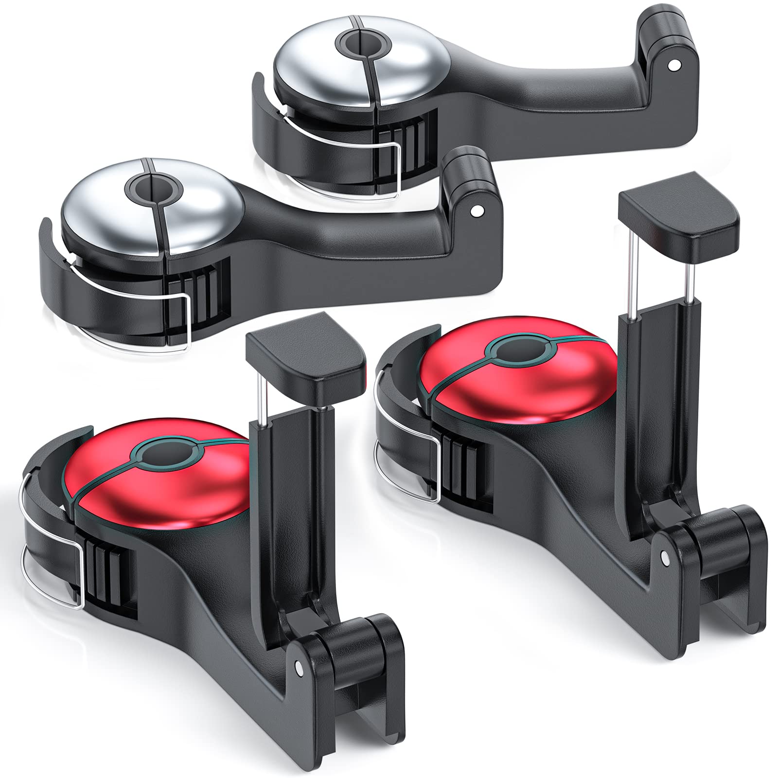 4-Pack Purse Hook for Car, 2 In 1 Car Headrest Hidden Hook with Phone Holder 360° Rotation Purse Holder for Car Universal Car Hooks for Purses and Bags Car organization for Handbag /Coat/ Grocery Bags