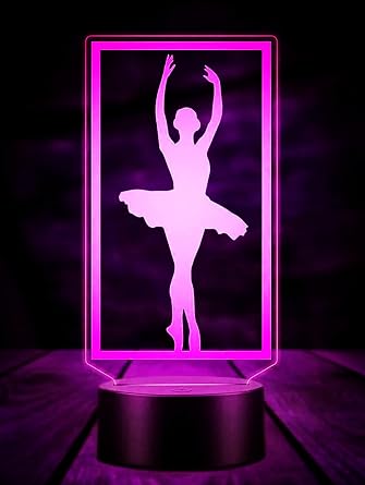 3D Ballet Night Light Optical Illusion Led Lamp 7 Colors Changing Birthday Xmas Gift for Boys and Girls Kids Children Room Decor