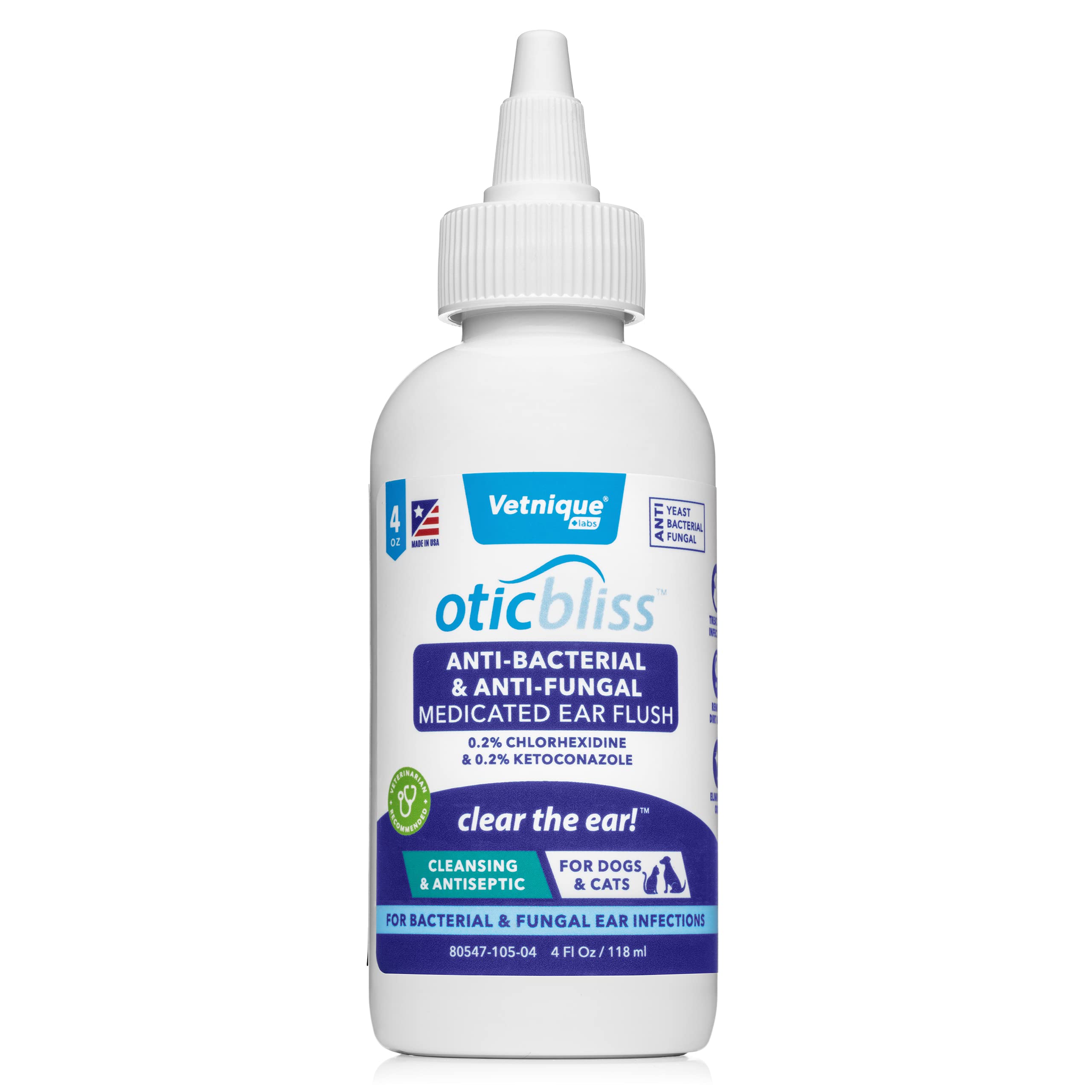 Buy VETNIQUE LABS Oticbliss Ear Cleaner Wipes/Flushes for Dogs & Cats