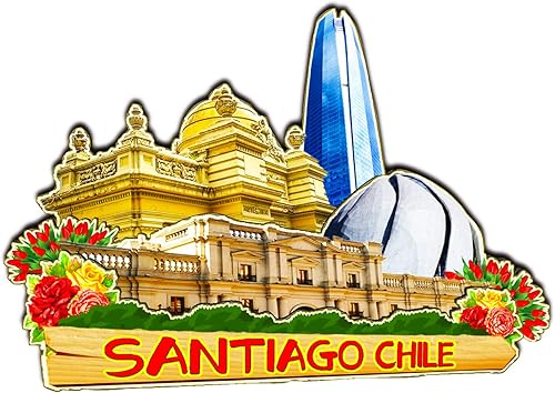 Santiago Chile - Imán de nevera 3D clásico de madera para nevera, hito hecho a mano, recuerdo de viaje, colección de regalo, decoración -1030