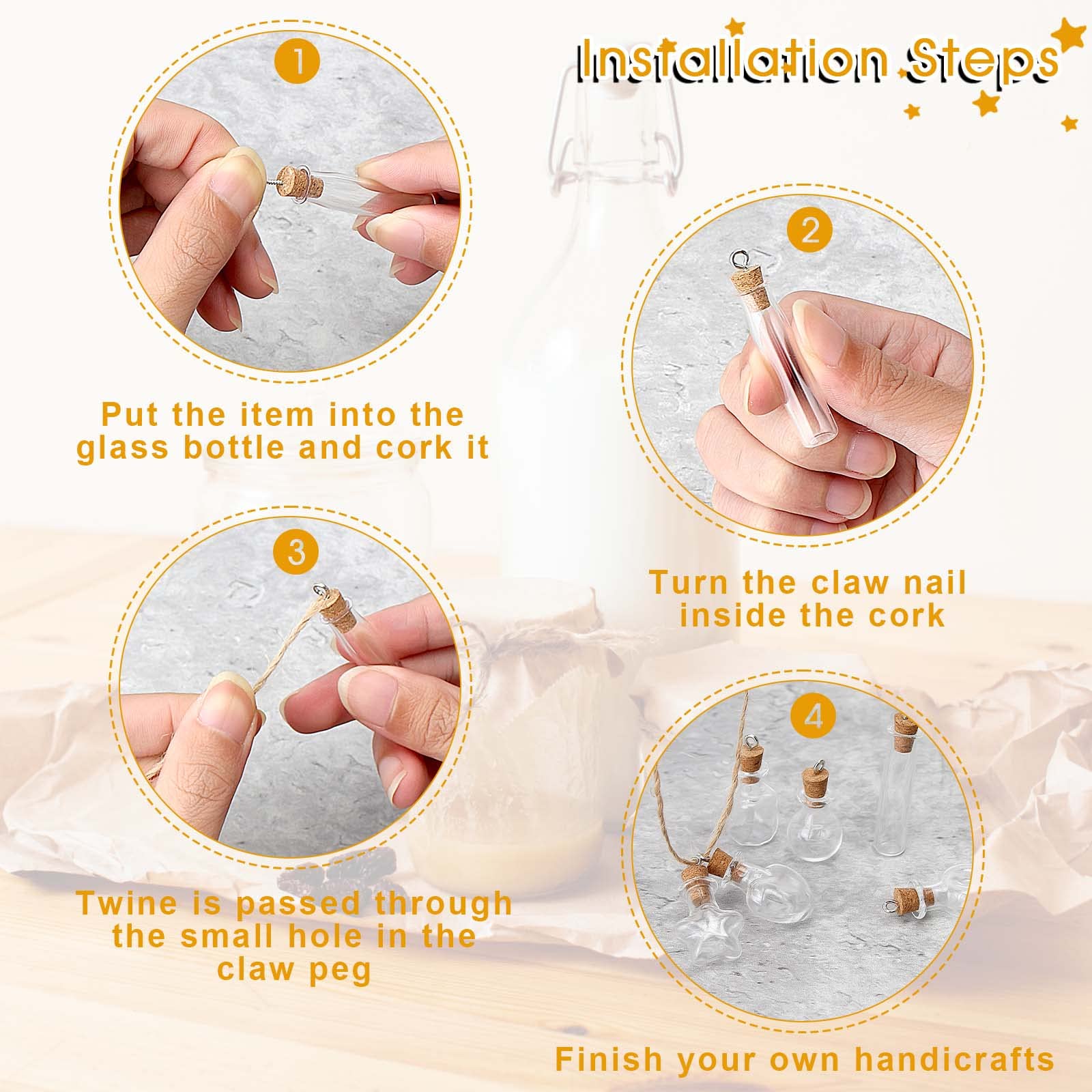 30 sztuk Mini Szklane Butelki Szklane Butelki Z Korkiem 2ml Przezroczyste probówki z Metalowym Wisiorkiem, Mała Szklana Butelka Do DIY Biżuteria Impreza Deco Prezent 6 Styli
