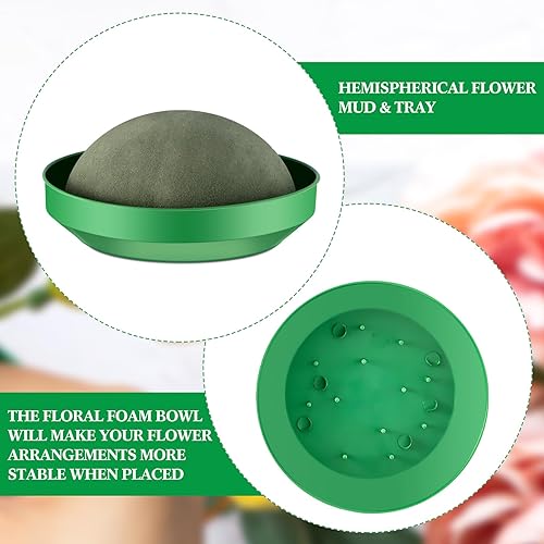 Miniatura 5 de Frienda 8 piezas de bloques de espuma floral media bola con cuenco redondo floral de espuma seca de espuma de flores verdes para arreglos florales