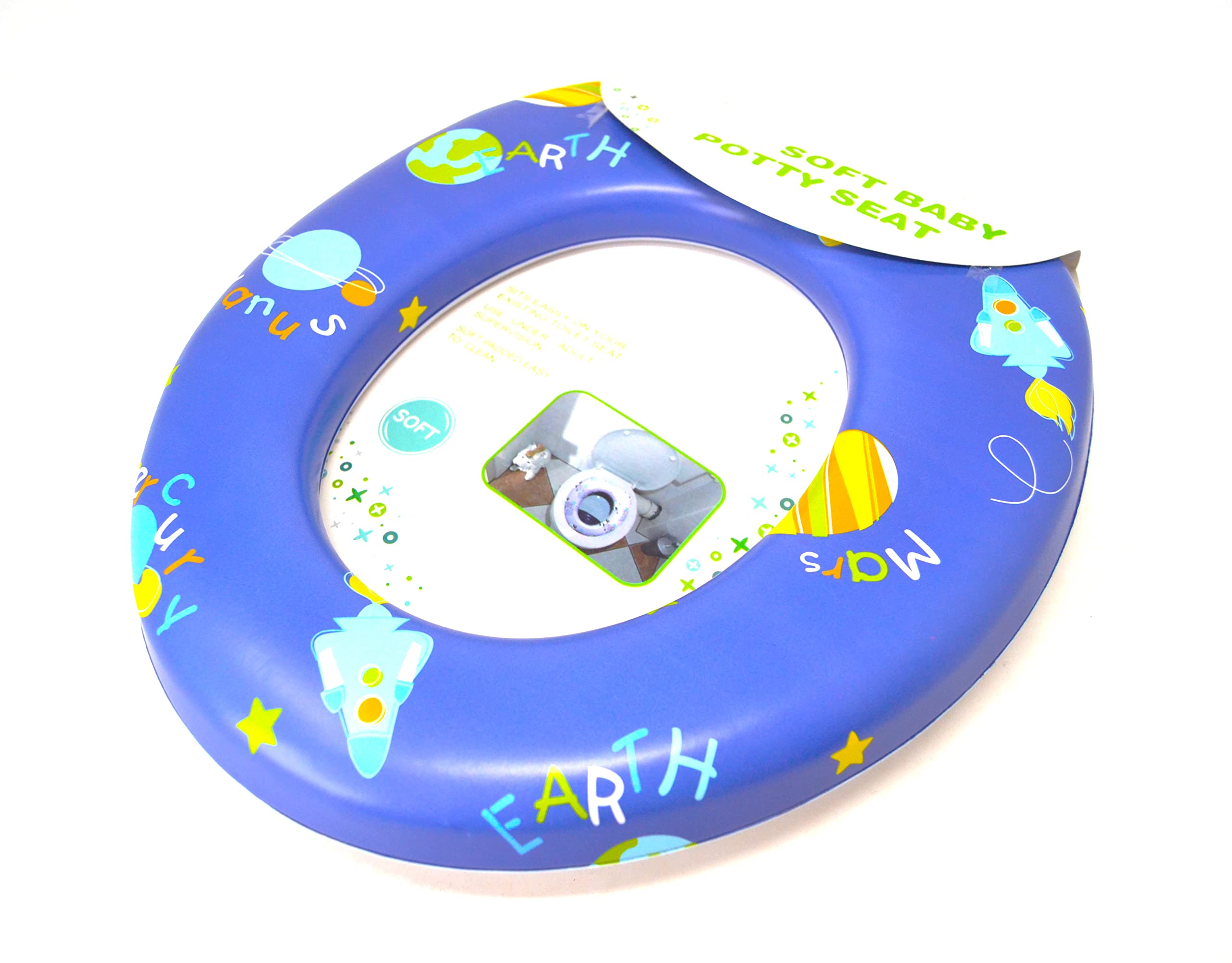 Adaptateur réducteur WC bleu 29 x 27 cm avec mousse souple pour l'apprentissage de la propreté