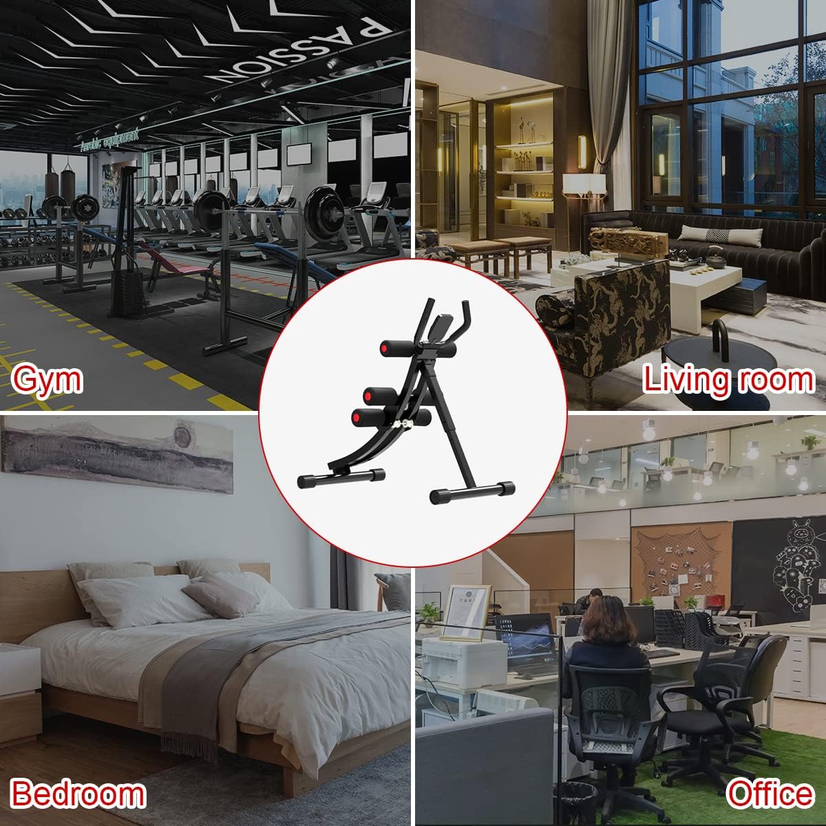 Core & Abdominal Trainers AB Workout Machine Home Gym Strength Training Ab Cruncher Foldable Fitness Equipment for Women&Men,Adjustable Abdominal Cruncher with LCD Display Black