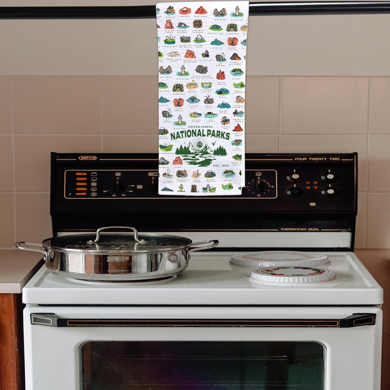 POFULL National Parks Checklist Gift Traveler Gift National Park Hiking Gift US National Park Kitchen Towel (States National Park) - Image 5