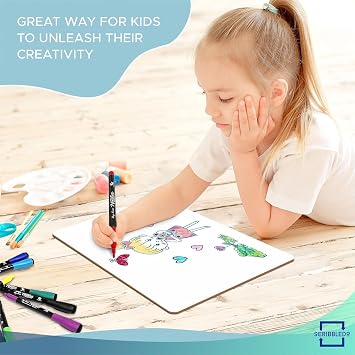 SCRIBBLEDO Small Dry Erase Boards 2 Pack 9x12 Double Sided Whiteboard | Double Sided White Boards, Wipes Clean No Ghosting, Sturdy Engineered Wood, For Kids, Students, Home, Office and Kitchen