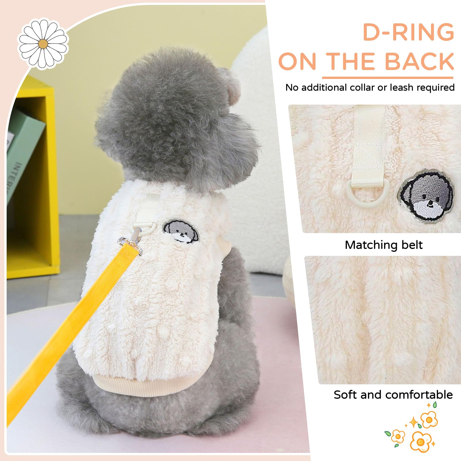 Hyran Dog Jumper, Winter Warm Dog Jumper for Small Medium Dogs and Cats (Kaki, M), khaki - Image 2