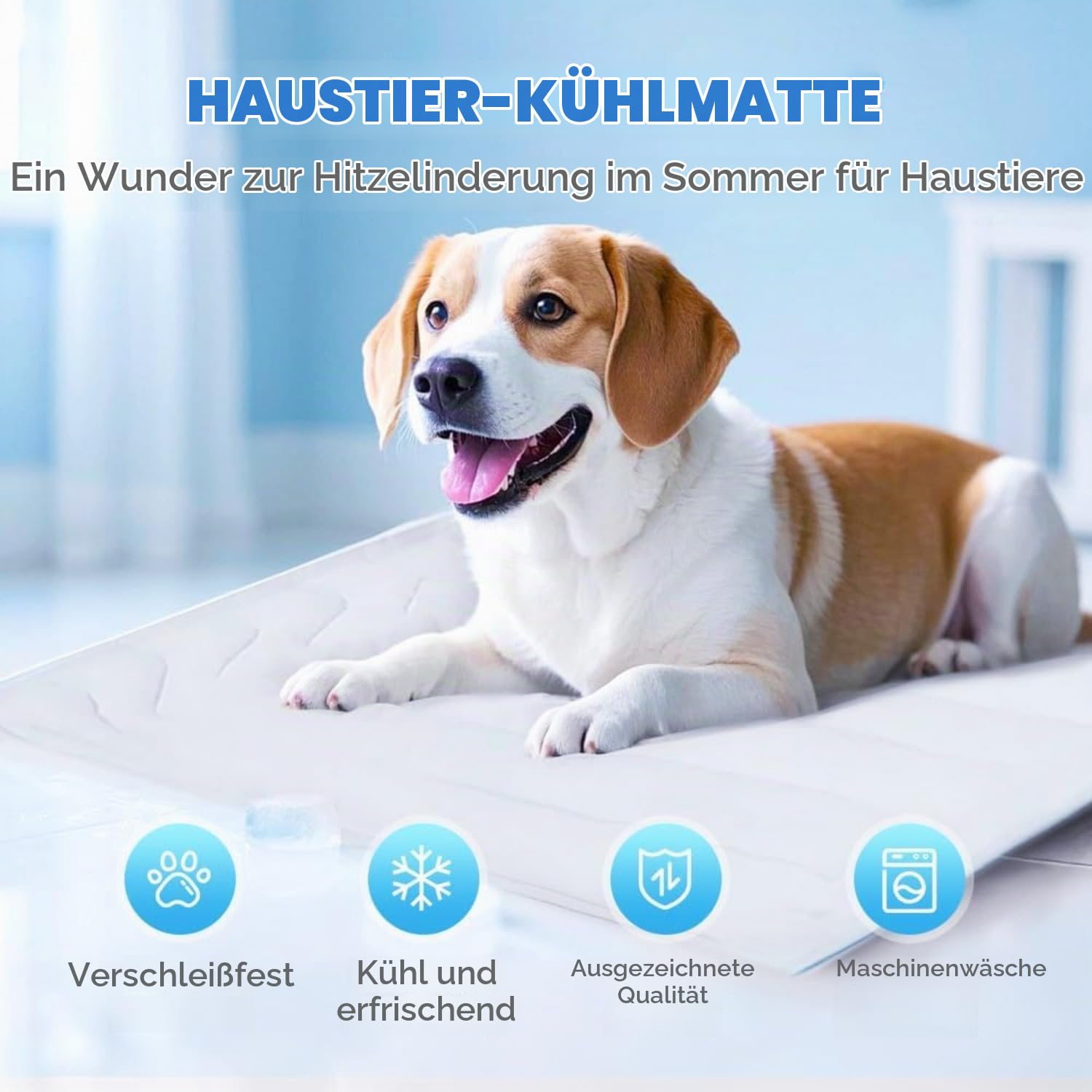 Dr Pfoten Kühlmatte, Maschinenwaschbar, Selbstkühlende Pads Sicher Und Komfortabel Für Deinen Hund (Grün,L(91 * 58 cm))