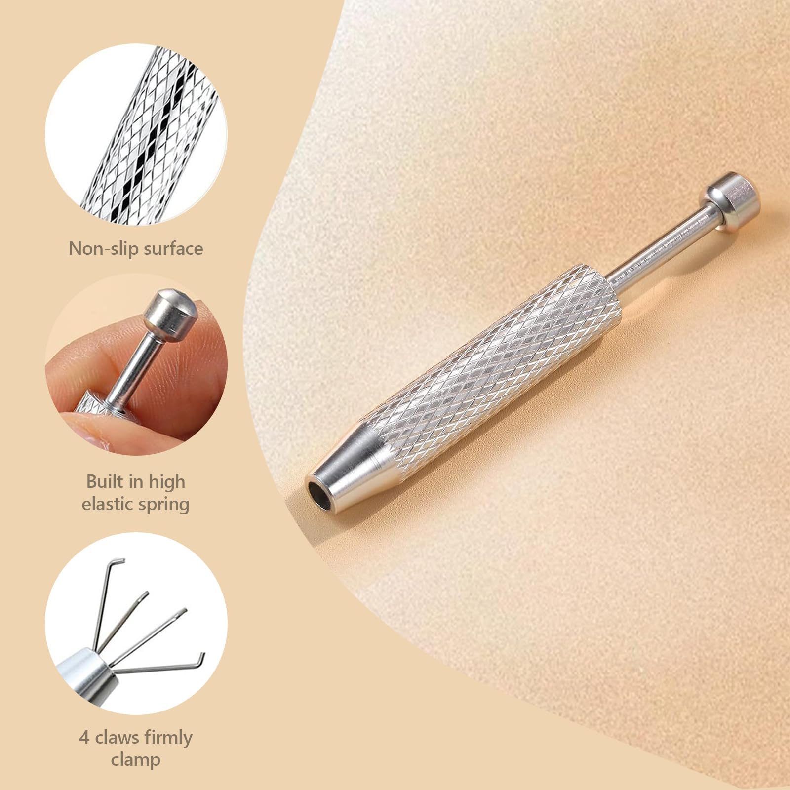 Set de Pinzas para Piercings Profesional, Kit Extractor Bolas, Conos Inserción 16G 18G