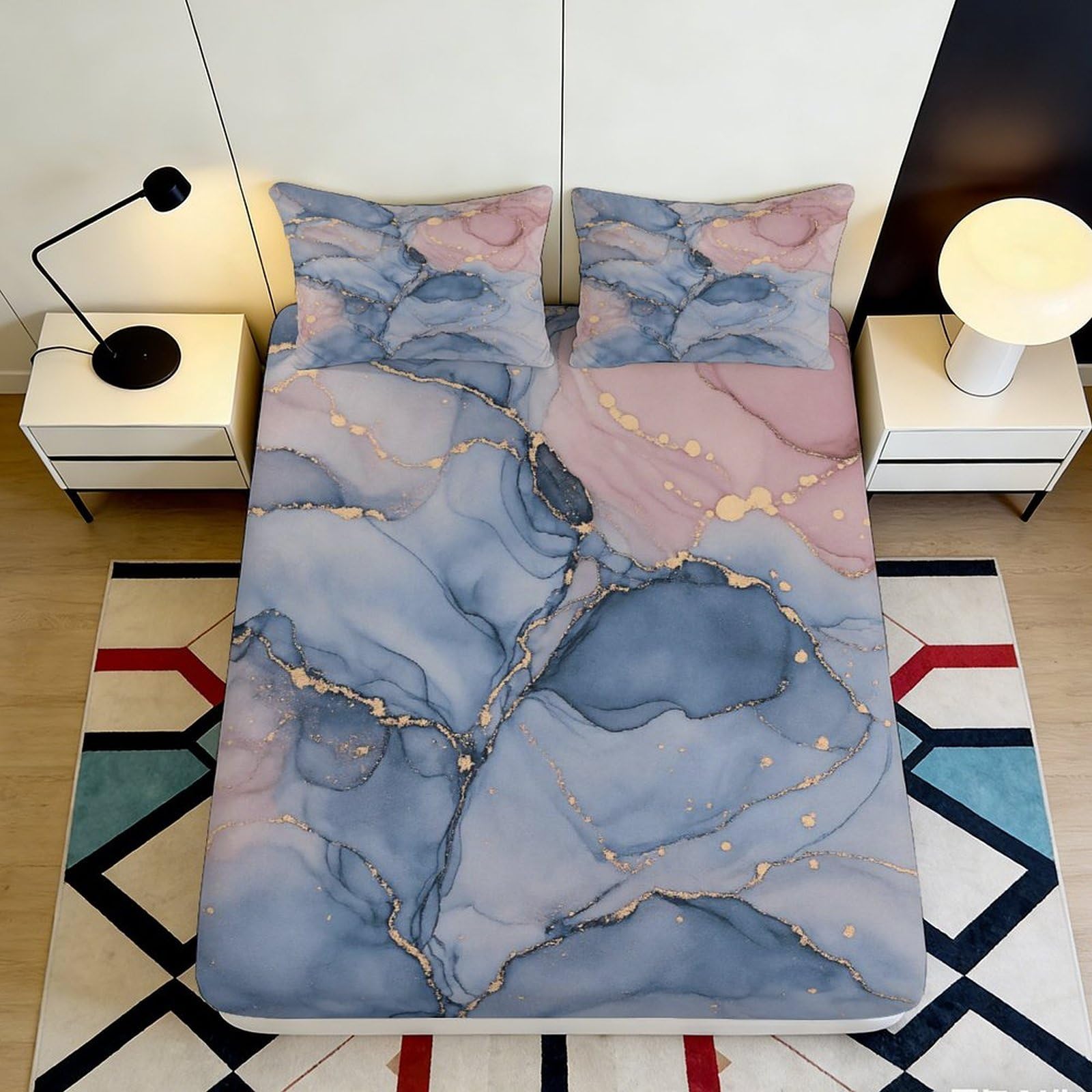 3D Printed Galaxy Starry Sky Fitted Sheet Microfiber Soft Breathable Cosmic Nebula Mattress Cover for Bedroom Dormitory Guest Room 120x200x25cm