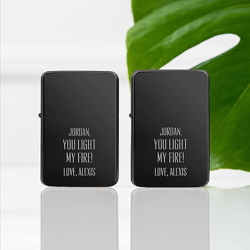 Miniatura 3 de Weddingstar Encendedor personalizado de metal a prueba de viento personalizado negro plomizo - You Light My Fire Grabado