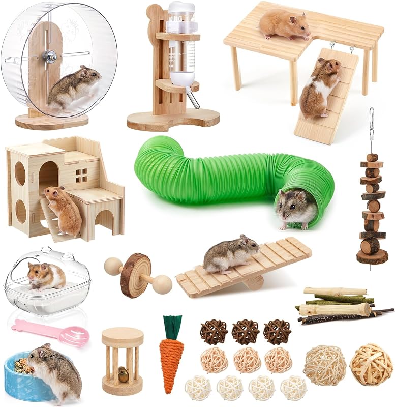 Kit de Acessórios para Gaiola de Hamster com Roda de Exercícios Silenciosa Sonwyoung, 40 Peças