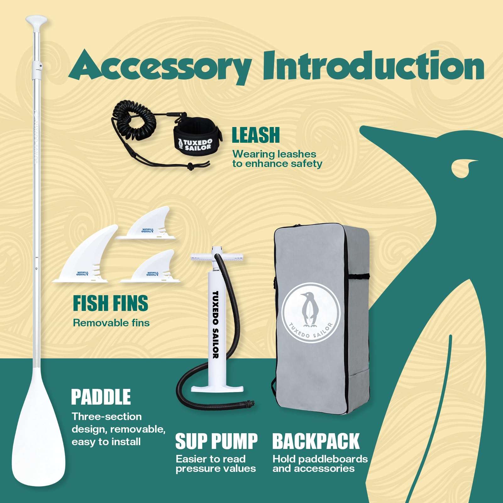 Tuxedo Sailor SUP Gonfiabile Adulti 320 cm Tavola SUP gonfiabile Tavole Gonfiabili da Stand Up Paddle con Accessori Premium