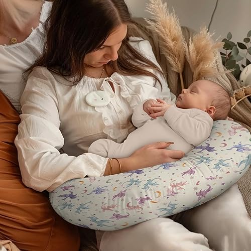 Miniatura 5 de Funda de almohada de lactancia con diseño de estrellas de dragón, luna y acuarela, unisex, extraíble, para bebés, niñas, niños, recién nacidos, solo