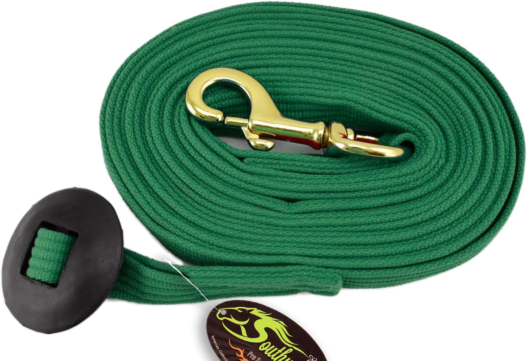 Lunge Line for Horses Cotton Horse Lunge Line with Bolt Snap & Rubber Stop (Hunter Green, 24')