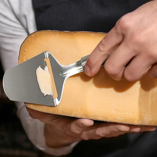 Miniatura 3 de Quacc Cortador de queso de acero inoxidable, cortador de queso, cortador de queso multifuncional, apto para lavavajillas, para cocina (plateado)