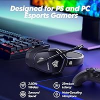 Vista 18 de NUBWO G06 - Audífonos inalámbricos para videojuegos con micrófono para PS5, PS4, PC, Mac, 3-en-1, inalámbricos 2.4GHz para PlayStation, modo Naranja