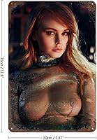 Vista 2 de Letrero de metal de hojalata moderna, arte de pared, abstracto, vintage, placa colgante de hierro vertical, pin-up niña, póster de arte retro