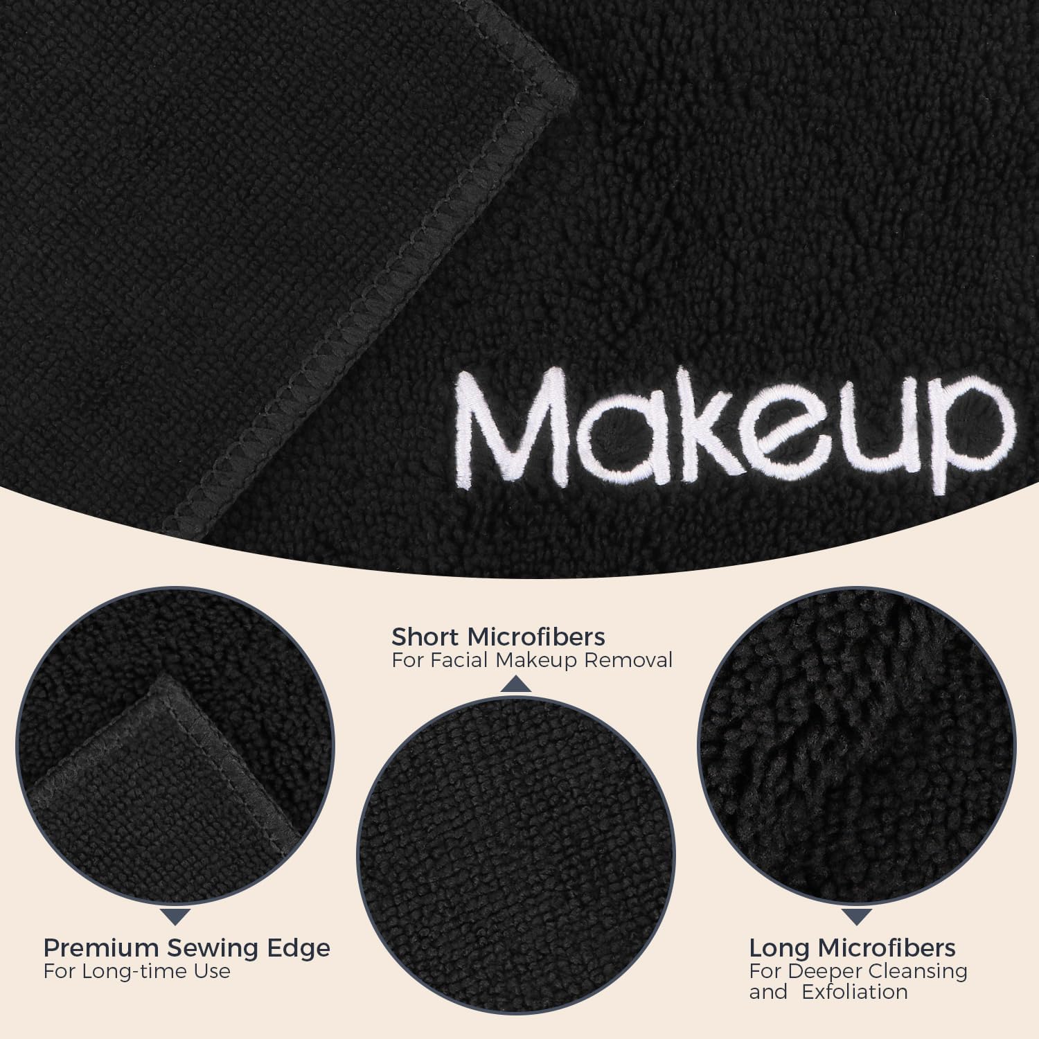 GLIMGLINT Makeup Remover Wash Cloths 5 Pack - Soft Microfiber Fingertip Facial Cleansing Cloths for Hand and Make Up, 13 x 13 in, Black - Image 4