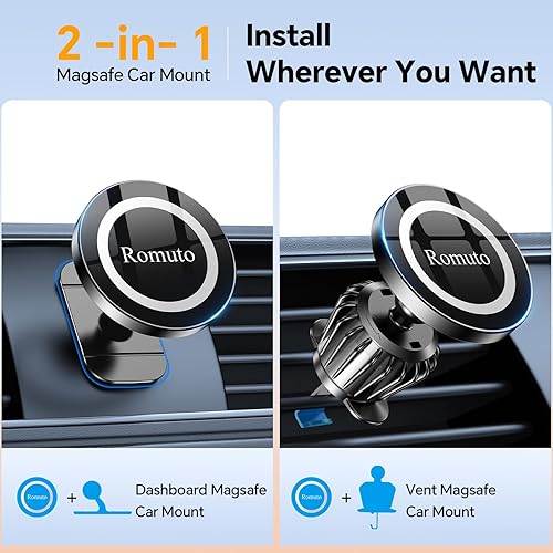 Miniatura 2 de Soporte magnético para teléfono para iPhone MagSafe en el salpicadero, imanes fuertes soporte magnético para teléfono para automóvil rotación de