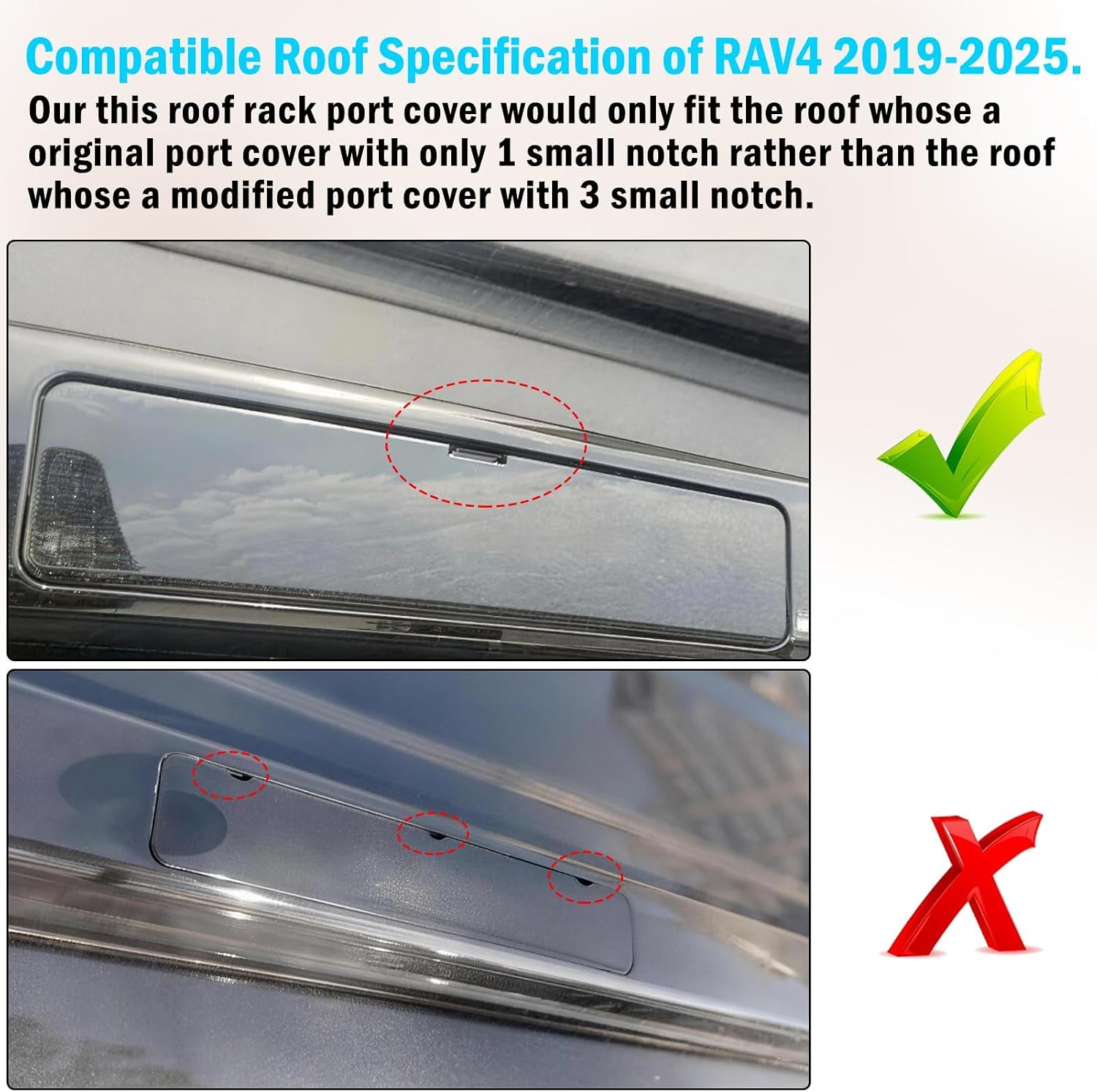 TTCR-II Compatible with 2019-2025 Toyota RAV4 Roof Rack Port Cover (Piano Black, Painted), 4 Packs Roof Rack Molding Port Cover Trim for 2019-2025 RAV4