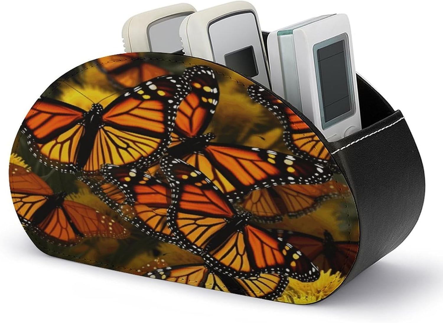 TV Remote Control Holder, 5 Compartments, Monarch Butterflies