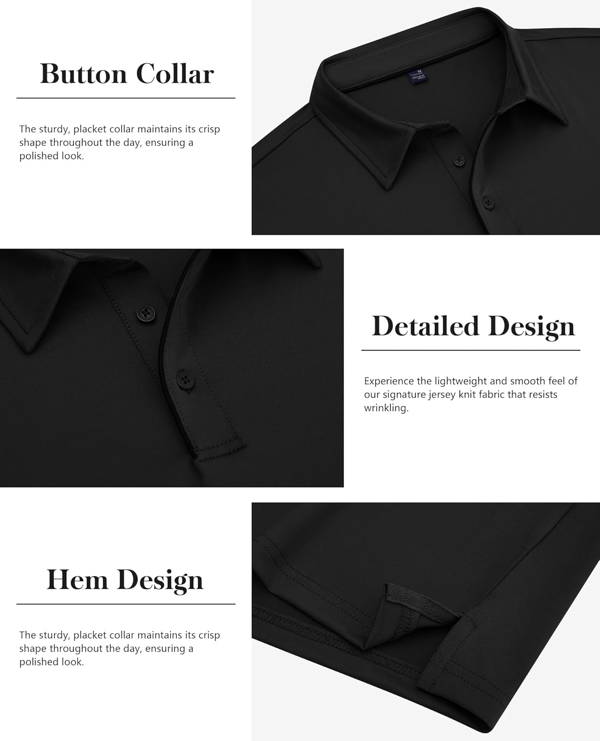 DEMEANOR Mens Golf Polo Shirts Long Sleeve UPF 50+ Performance Lightweight Business Casual Classic Collared Golf Shirts - Image 5