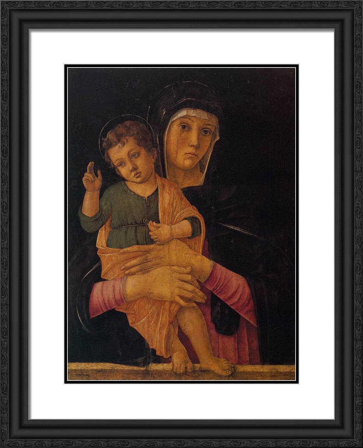 ArtDirect Bellini, Giovanni 20x24 Gold Ornate Framed Art Print with Double Matting Titled: Madonna With Blessing Child ll