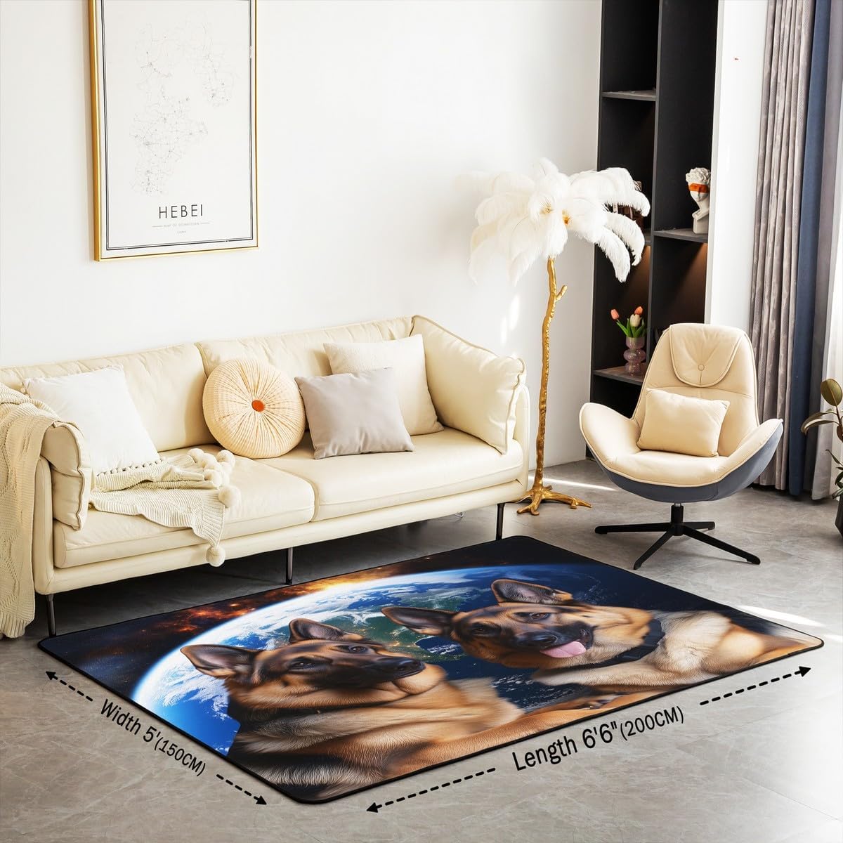 jejeloiu German Shepherd Rugs for Living Room Bedroom Cute Dog Area Rug 4x5 Mat Decor Extra Soft Fleece Accent Rug for Room Living Room Bedroom Area Rugs