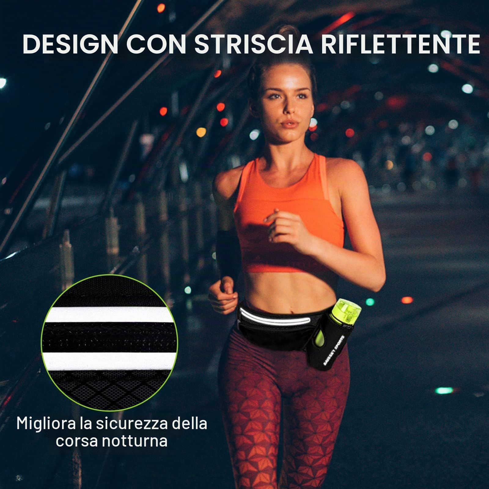 Marsupio Sportivo Running Cintura da Corsa Impermeabile con Portaborraccia Uomo Donna per Escursionismo Corsa Ciclismo Arrampicata Telefoni 6.9 Pollici