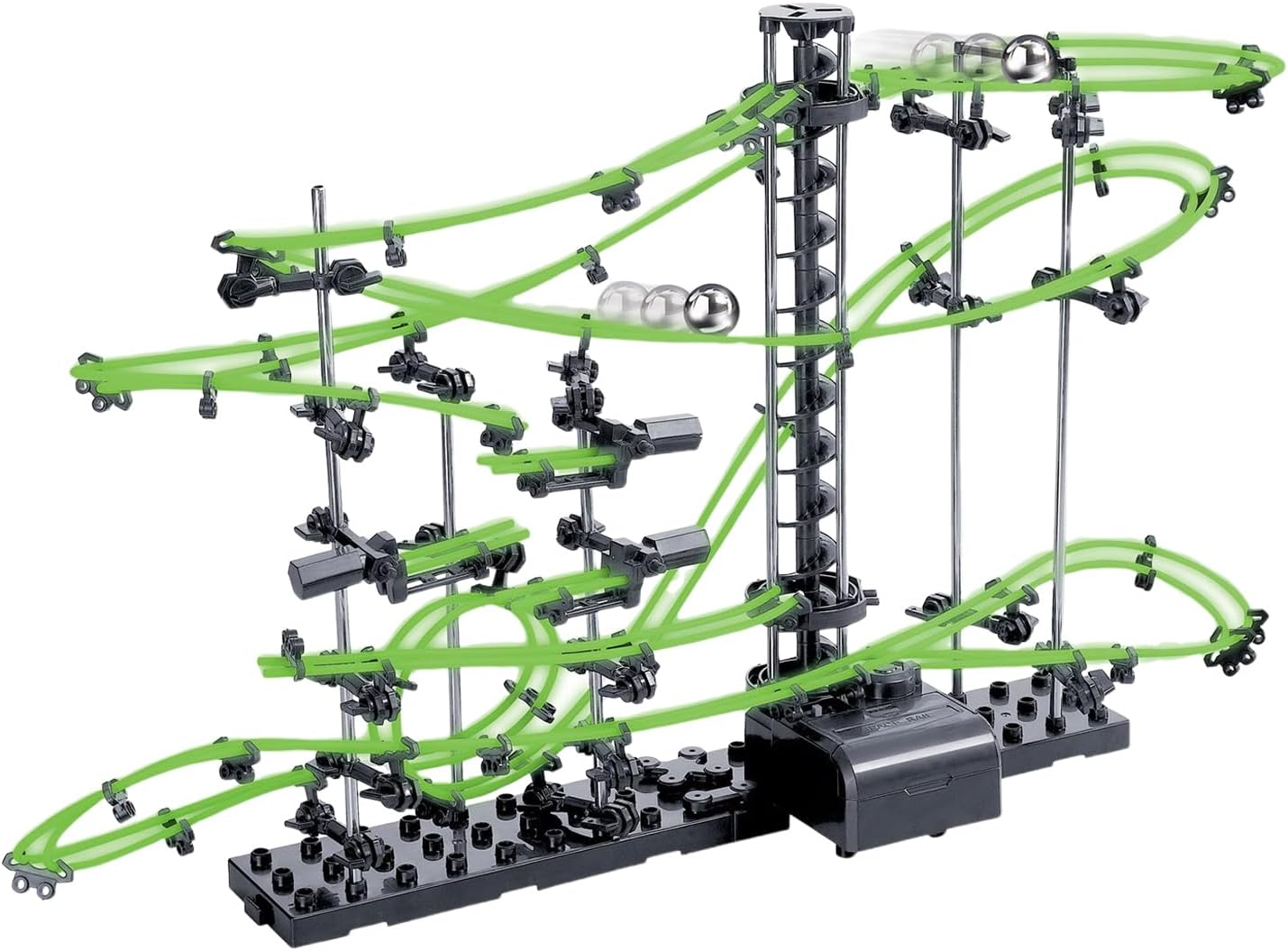 Marble Track Building - Electronic Roller Coaster Tracks, Colorful Assembly Kit | Educational Marble Building Toy with Gears, Circuit Maze